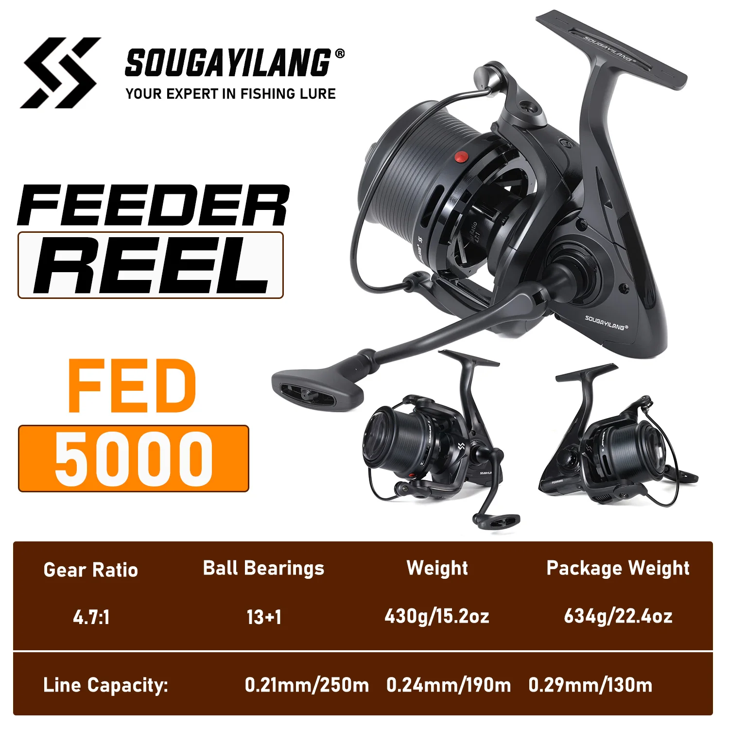 Carrete Spinning Sougayilang con Bobina Metálica para Jigging en Mar - imagen 2