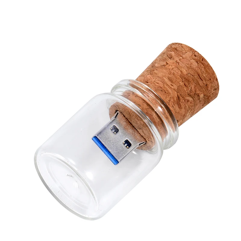 30pcs New Arrival Messenger Bottle Usb 2.0 Memory Stick Glass Drift Bottle Usb Flash Drives Wooden Cork Pendrive 16GB 32GB 64GB
