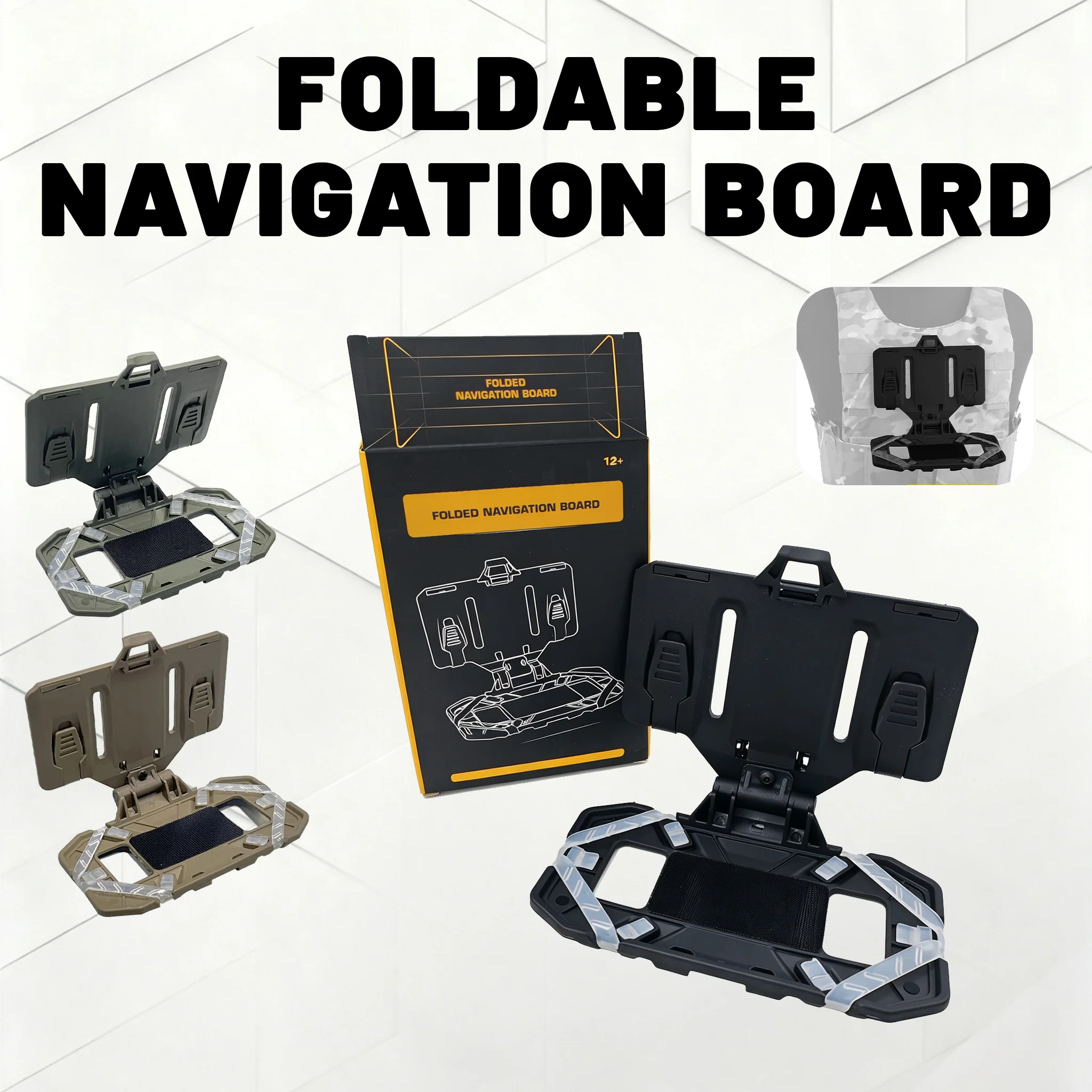Folding Navigation Board Tactical Vest Phone Holder MOLLE Quick Access Chest Mount Outdoor Mobile Phone Admin Panel Carrier Case