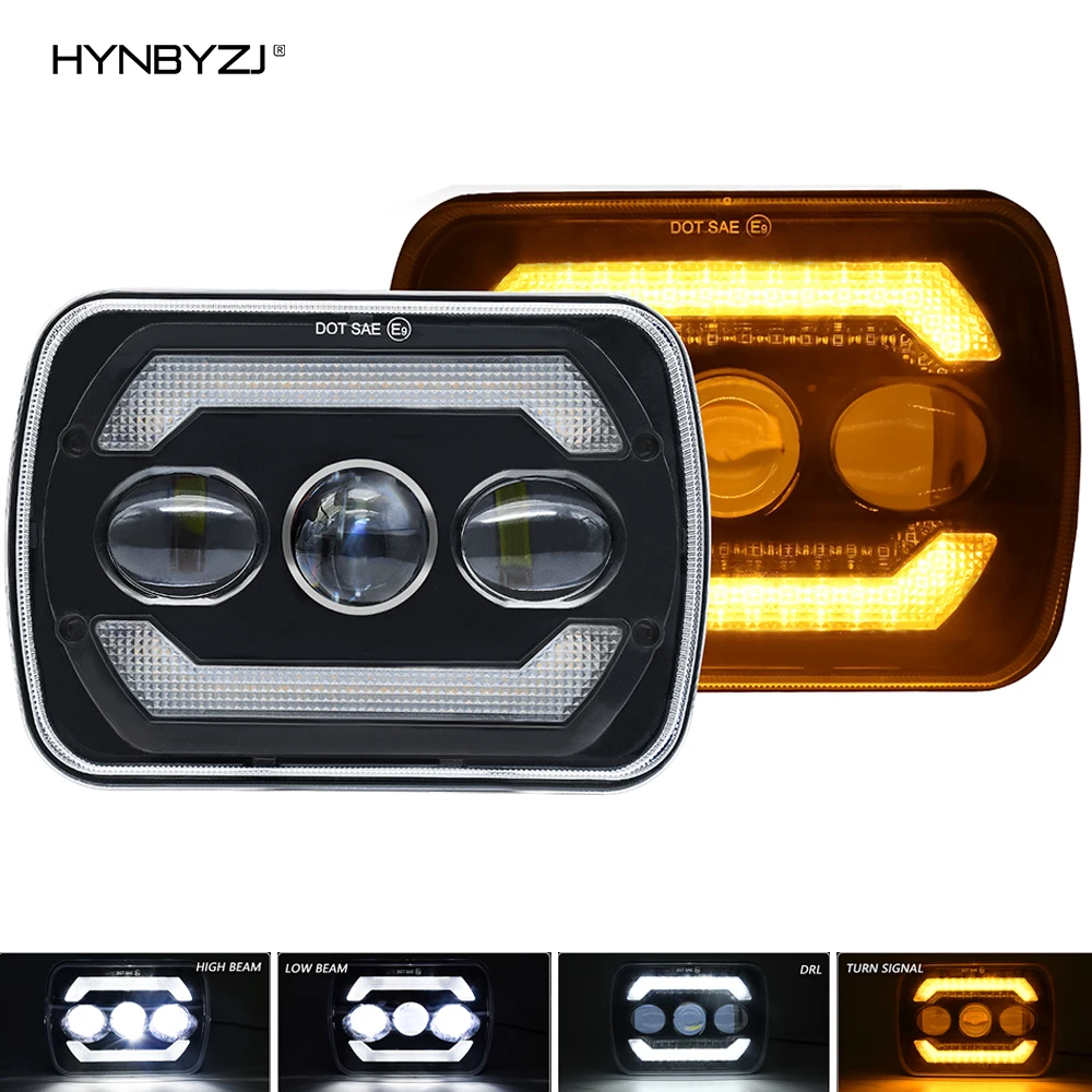 

HYNBYZJ 300W 7-inch Wrangler square headlight 30000LM 6000K / 3500K dual color refracted light headlights