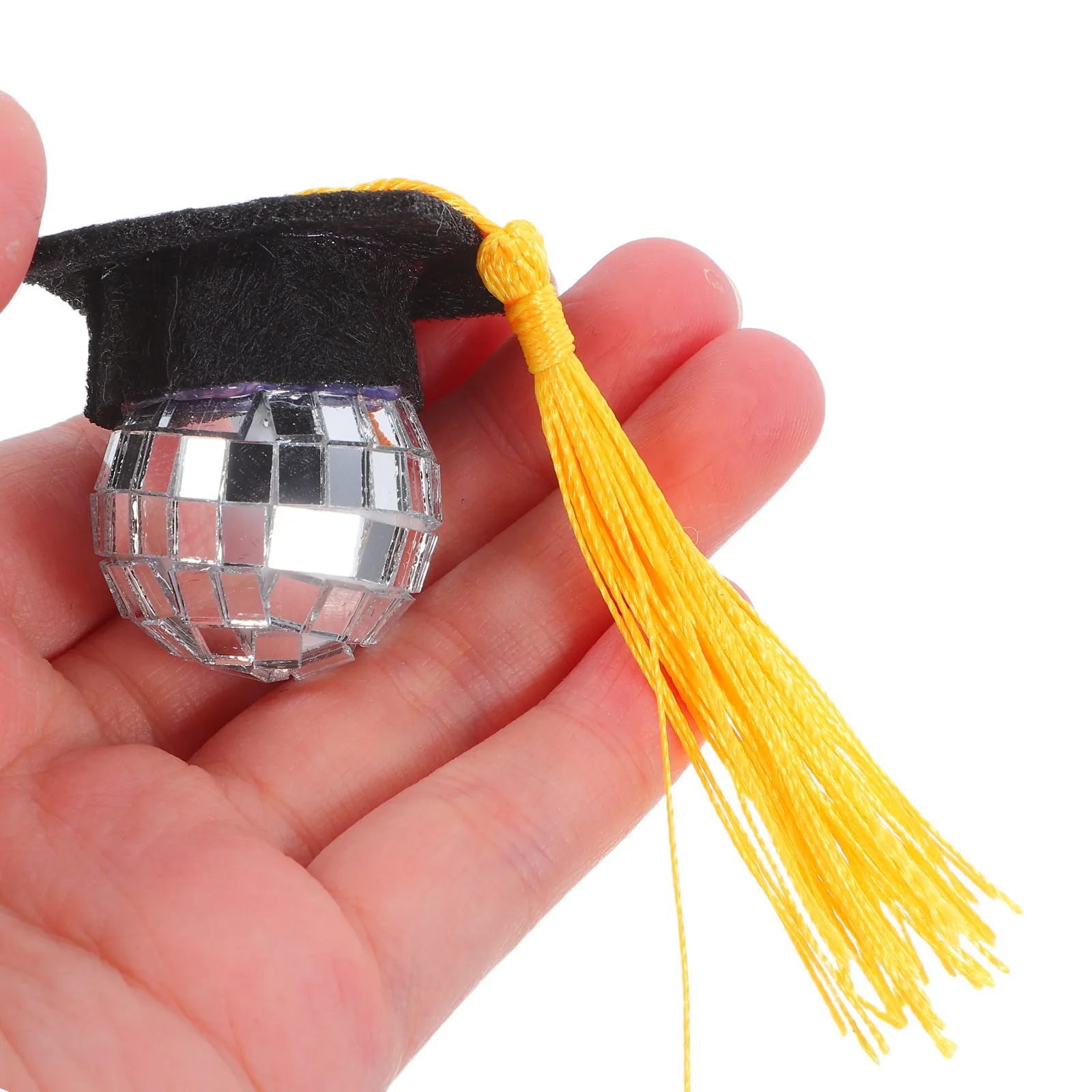 10Pcs Graduation Disco Cap Cupcake Toppers Tassel Accent Elegant Mini Grad Hat Decor for Kindergarten to Phd Celebrations