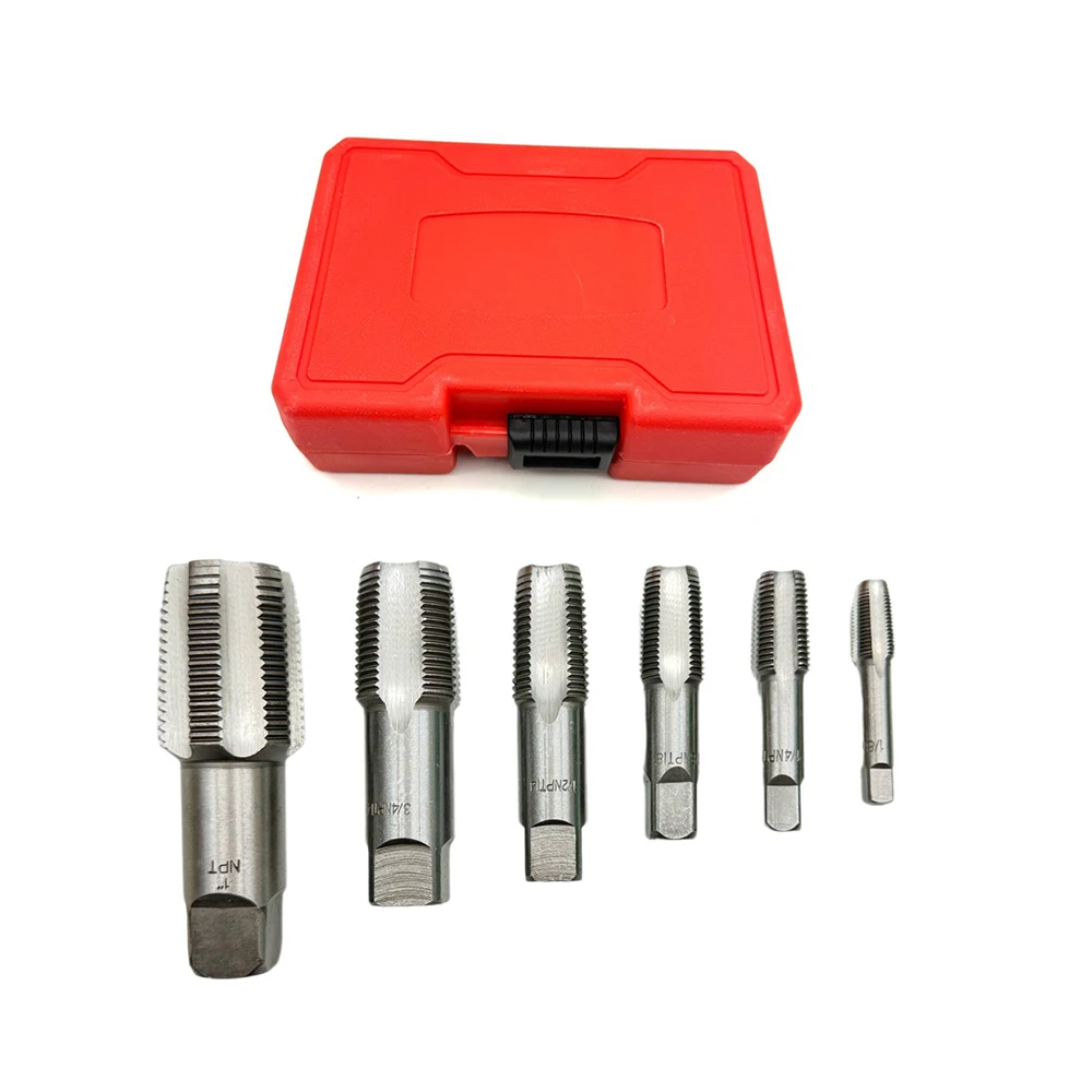 5/6 Pcs NPT Pipe Tap Set 3/4 1/2 3/8 1/4 1/8 1 inch Threading Plumbing NPT Tap Set with Storage Case Thread Tapping Tool Kit