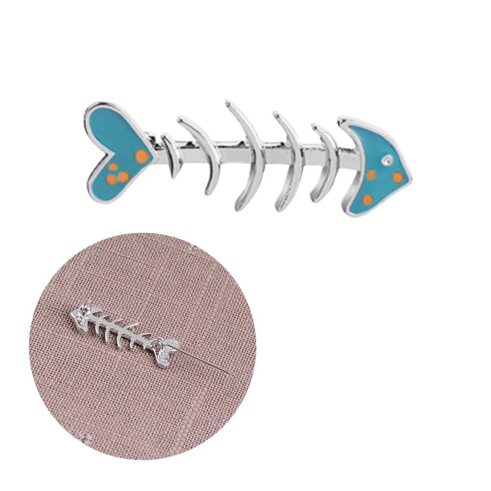 

Cartoon Fish Bone Brooch Enamel Lapel Pin Metal Jewelry Gift Clothing Accessories Lightweight Everyday Wear Matching Bag Dress