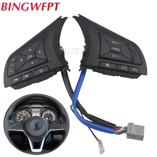 Imagen 1 del producto Botones de Control de crucero de Audio multifunción para volante para Nissan Note Epower-2018 Np300 2017 con interruptor de botón de retroiluminación