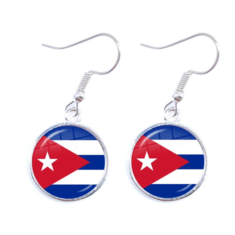 Guatemala,Bahamas,Cuba,Costa Rica,The Federation of Saint Kitts and Nevis,Antigua and Barbuda National Flag Glass Drop Earrings