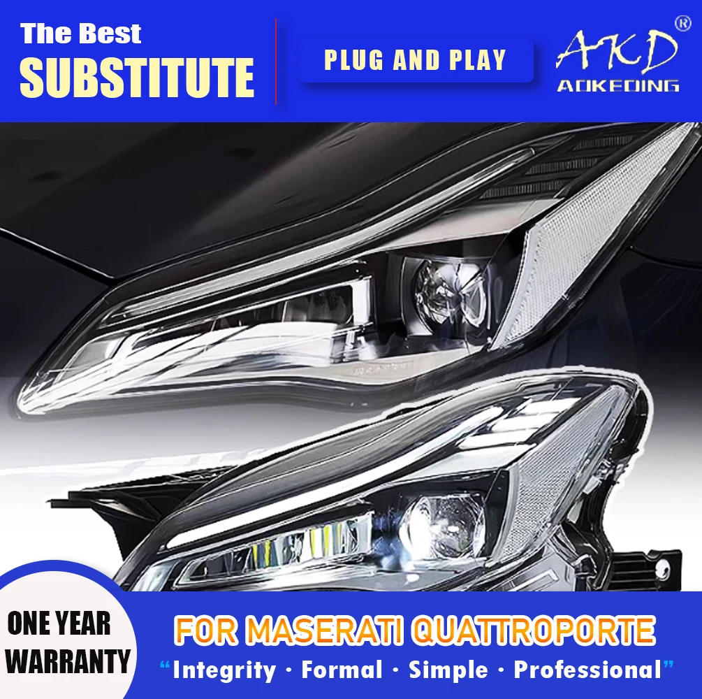 

AKD Head Lamp for Maserati Quattroporte LED Headlight 2013-2017 Headlights DRL Turn Signal High Beam Angel Eye Projector Lens