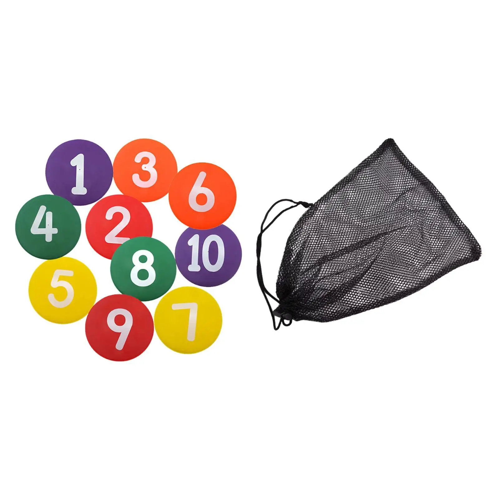 10Pcs Numbered Floor Spot Markers Equipment Flat Disc Markers for Soccer Training Exercise Basketball Indoor Outdoor Activities
