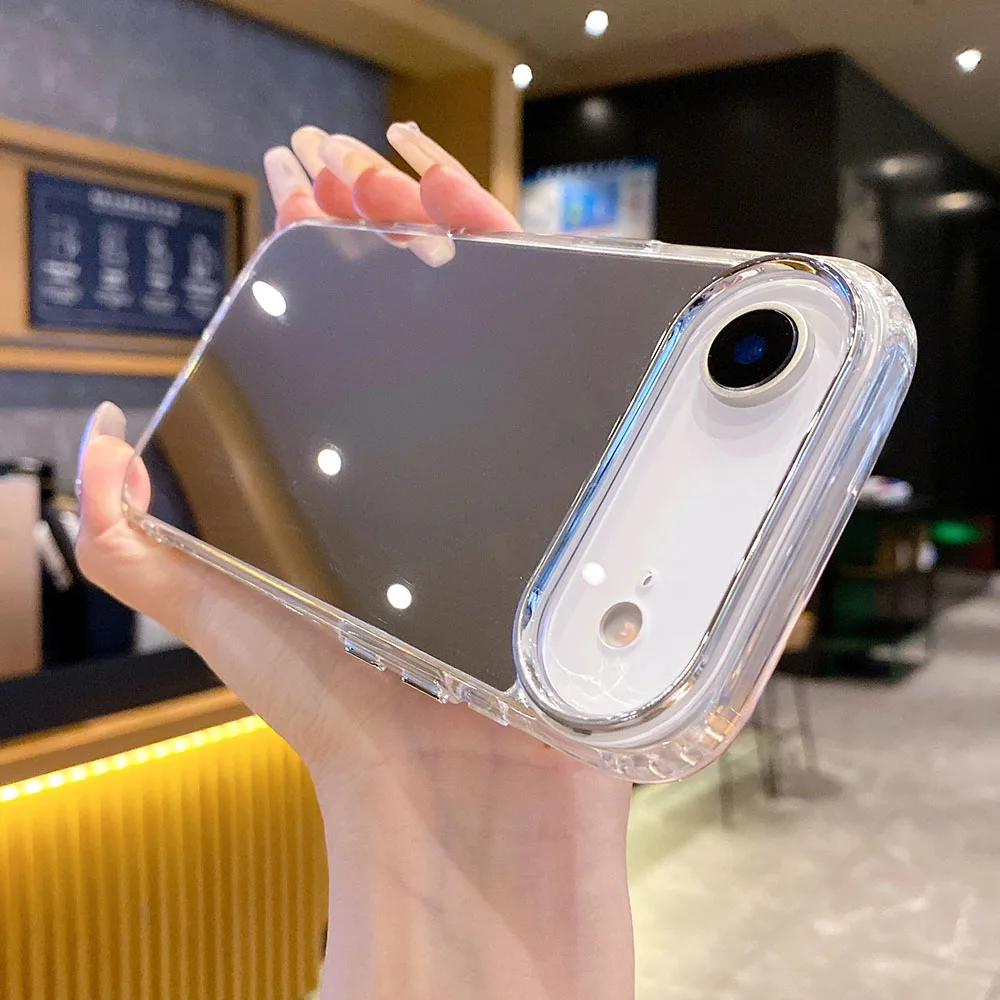 Luxury Plating Make Up Mirror Phone Case For iPhone 16 15 14 13 12 11 Pro Max XR X XS 17 17AIR 17 Pro Max Hard Acrylic Cover