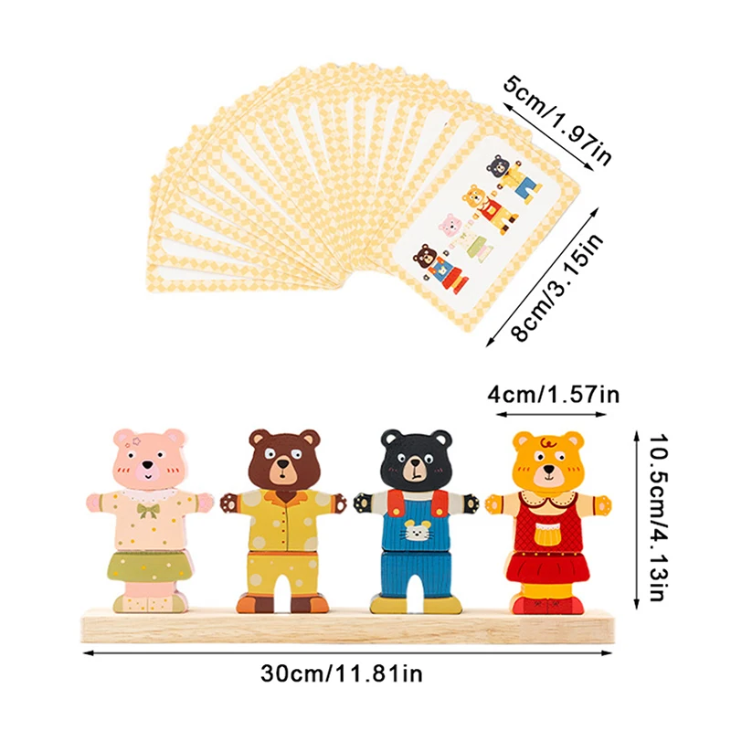 Montessori Wooden Animal Stacking & Dress Up Blocks Educational Toy Colorful Puzzle Imaginative Play For Children