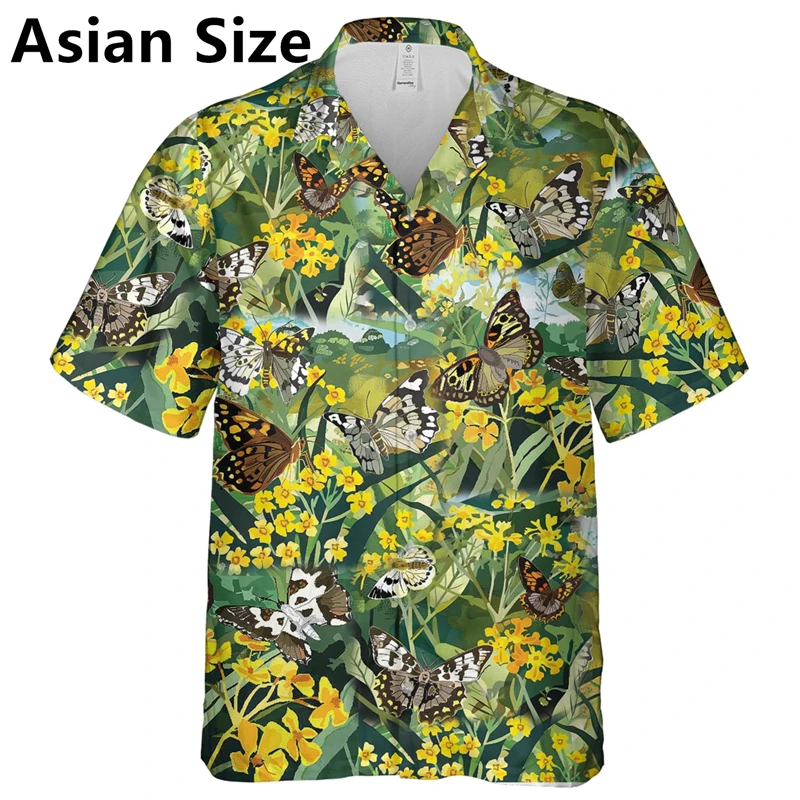 Fashion Floral Animals 3D Printed Shirts Summer Casual Men Women Lapel Button Short Sleeve Blouse Loose Harajuku Breathable Tops