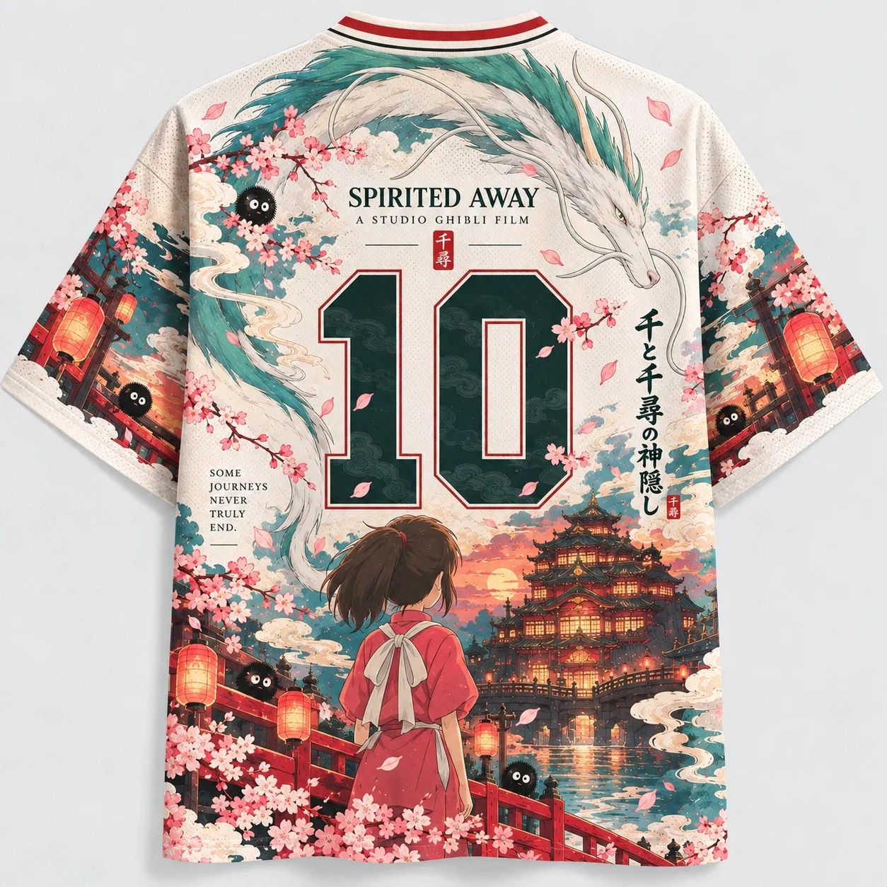 New anime Spirited Away cartoon 3D digital printing street style versatile casual sports loose V-neck T-shirt for men and women