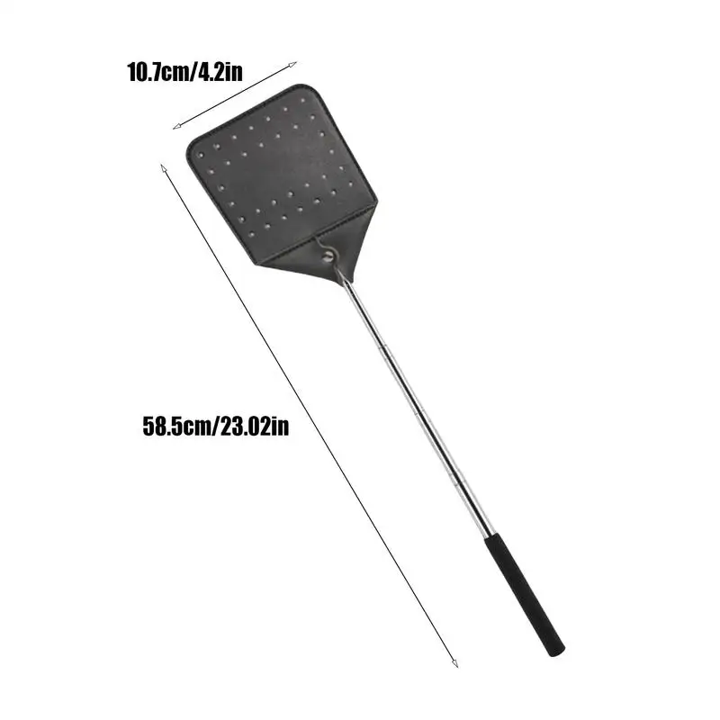 Fly Swatters Long Handle Heavy Duty Leather Fly Swatter Handheld Zapper Racket With Metal Handle Flying Catcher Tool For Fishing