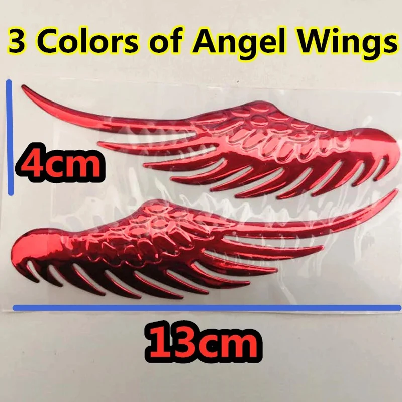 1 Pasang Stiker Mobil PVC 3D 13*7Cm Bentuk Sayap Malaikat Dekorasi Logo Bagasi Mobil Sayap Kreatif DIY Aksesori Stiker Otomatis