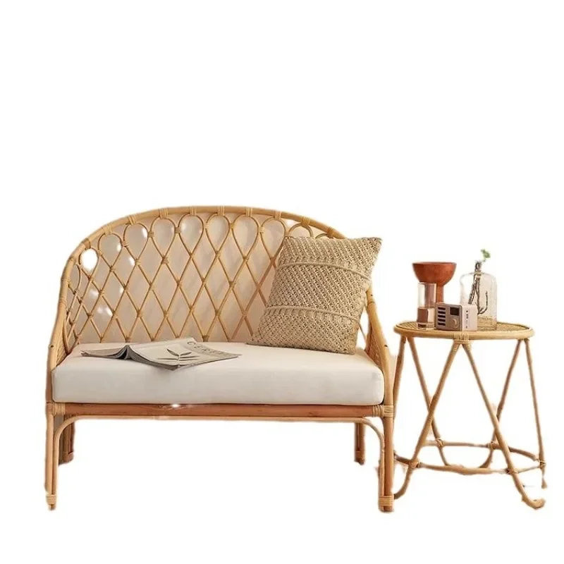 Hotel rattan natural sofa, triple balcony double bed and breakfast rattan chair