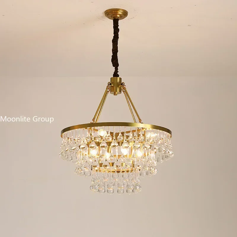 Modern Teardrop Crystal Chandelier Living Room Luxury Hotel Chandelier Bedroom Decoration Crystal Pendant Light Gold Chandelier
