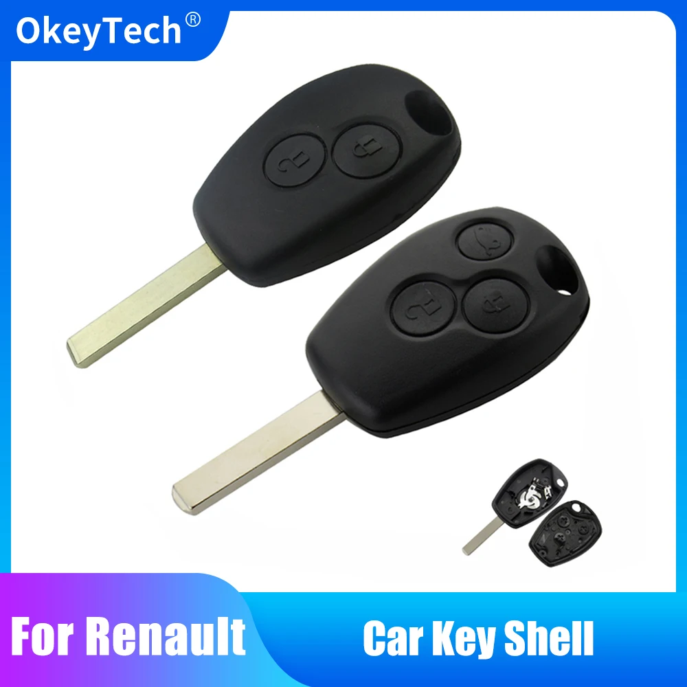 OkeyTech 2/3 Button Uncut Blank Blade Replacement Car Key Cover Case Fob for Renault Dacia Modus Clio 3 Twingo Kangoo Key Shell