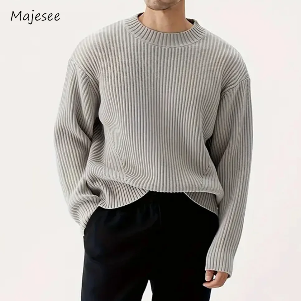 

Autumn Winter Pullovers Men Solid Thicken Warm All-match Knitwear Korean Fashion Sweater Loose Cozy Trendy Casual Couple Clothes