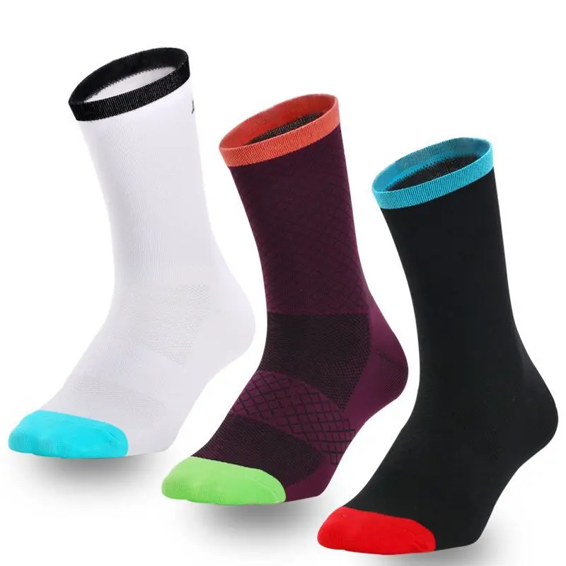 4 Pairs Thin Cycling Socks Competition Running Compression Sports Mid tube Wear resistant and Sweat-absorbing Thin Socks