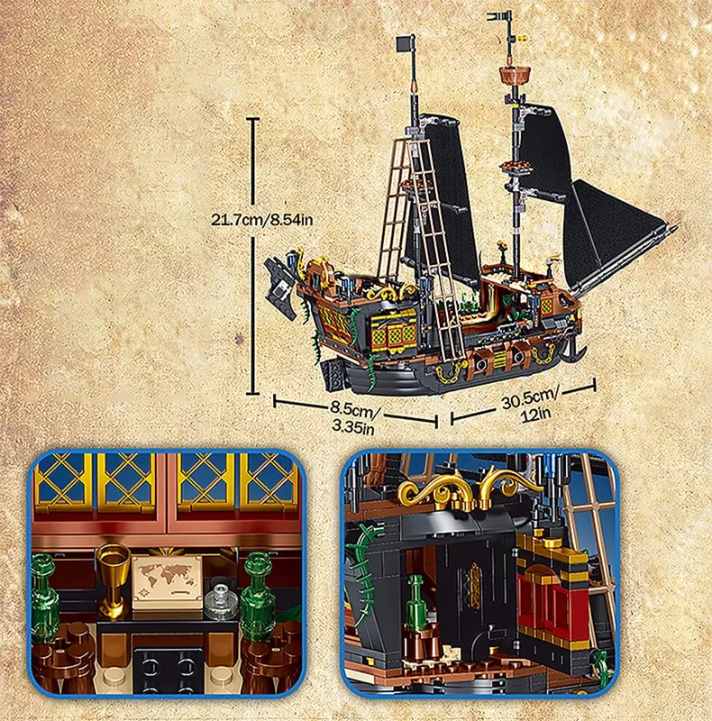 1328pcs/set Pirate Ship Building Blocks Sailing Storm Ship MOC Model Bricks Kits Creative Desktop ornaments kids Gift DIY Toys