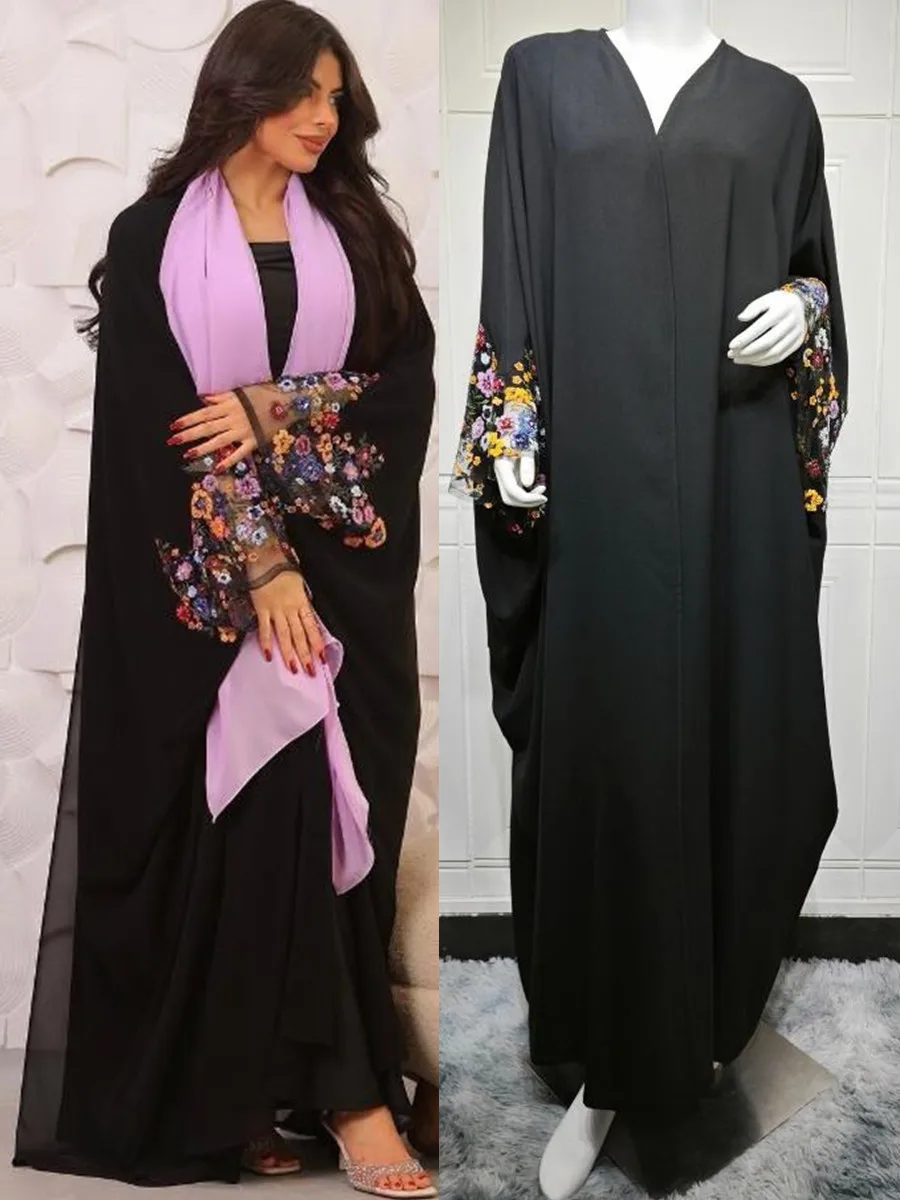 Women Eid Dubai Abaya Luxury Muslim Fashion Kimono Cardigan Sequin embroidery Long Dress Kaftan Robe Kebaya Femme Islam Clothing