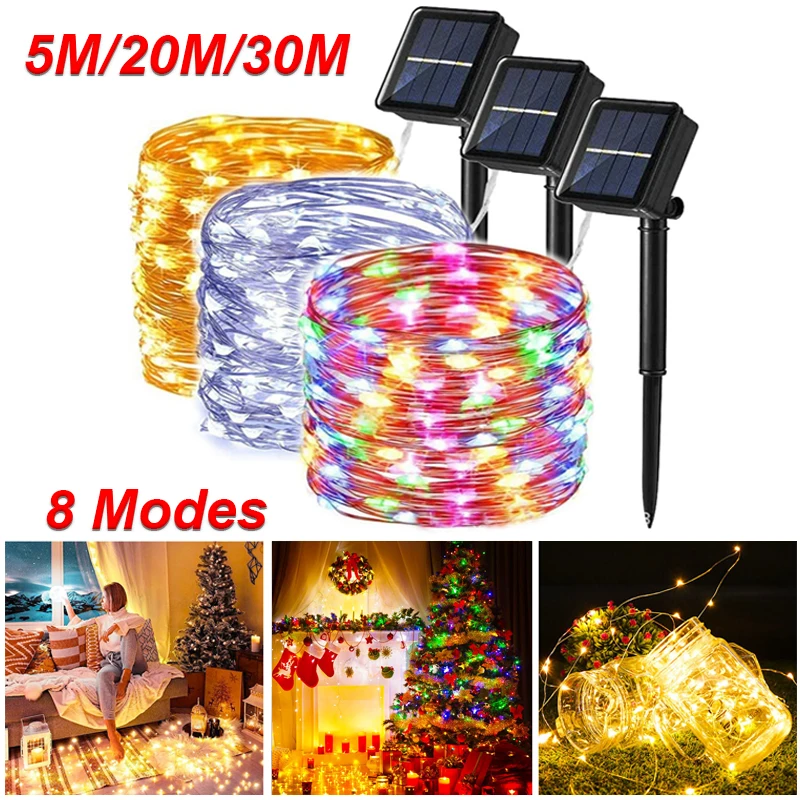 5M/20M/30M Solar LED Fairy Light Outdoor Waterproof Festoon Garland String Lights Christmas Party Garden Solar Lamp Decorations