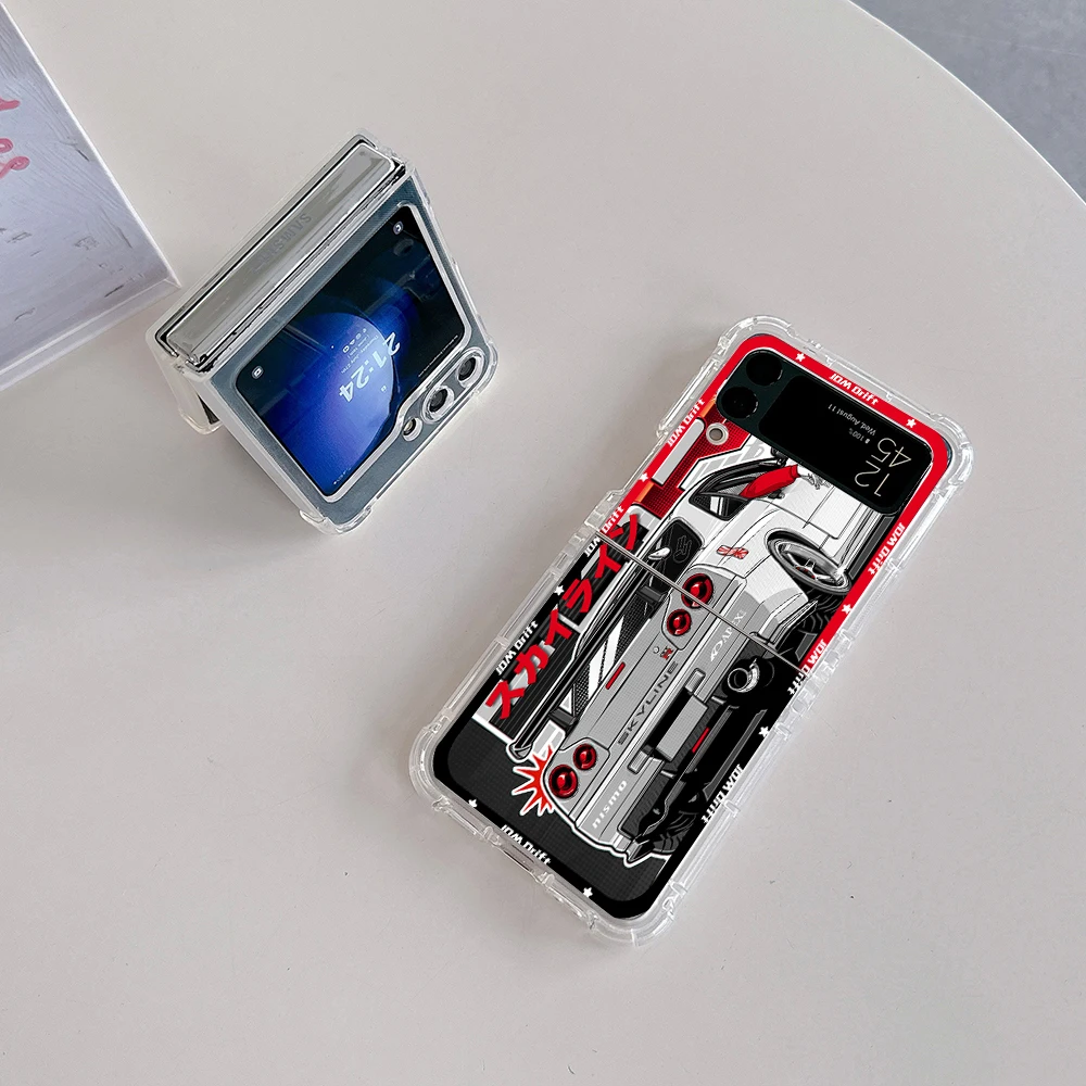 Tokyo design JDM Drift Sports Car Phone Case for Samsung Galaxy Z Flip 3 4 Z Flip 5 6 Z Fold 4 5G PC Soft Anti-fall Back Cover