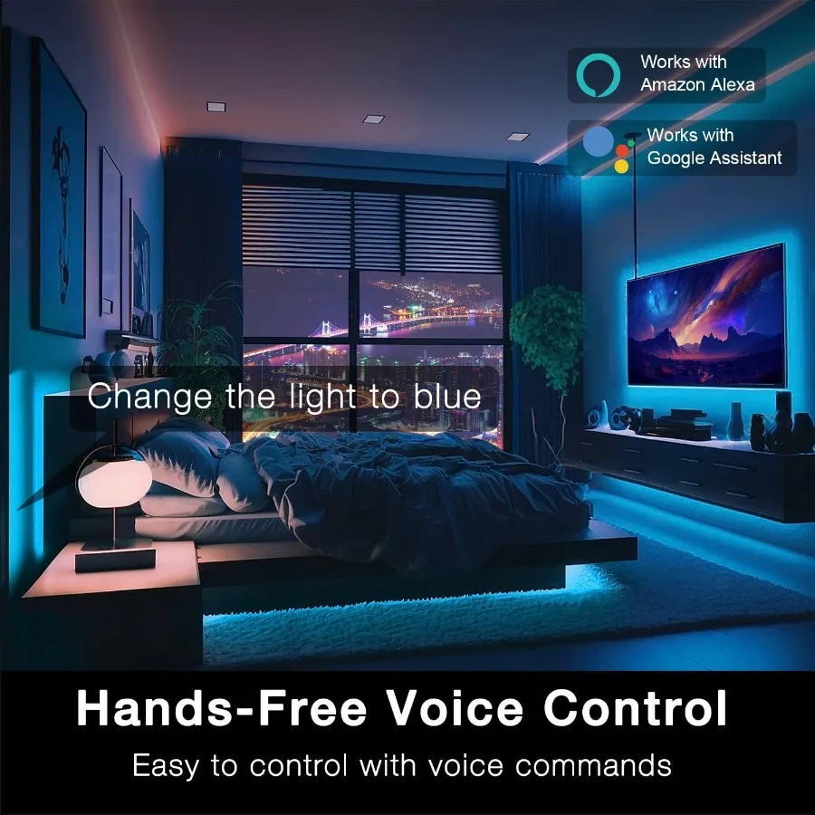 Slimme WiFi Led-verlichting 100ft Tuya App-gestuurde ledstripverlichting Werkt met Alexa en Google Assistant Timerschema Kleur Chan
