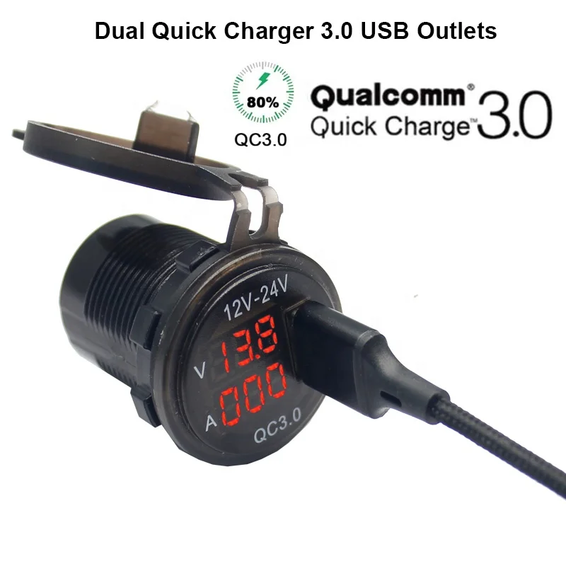Waterproof 12V/24V QC3.0 Dual USB Fast Charger Sockets