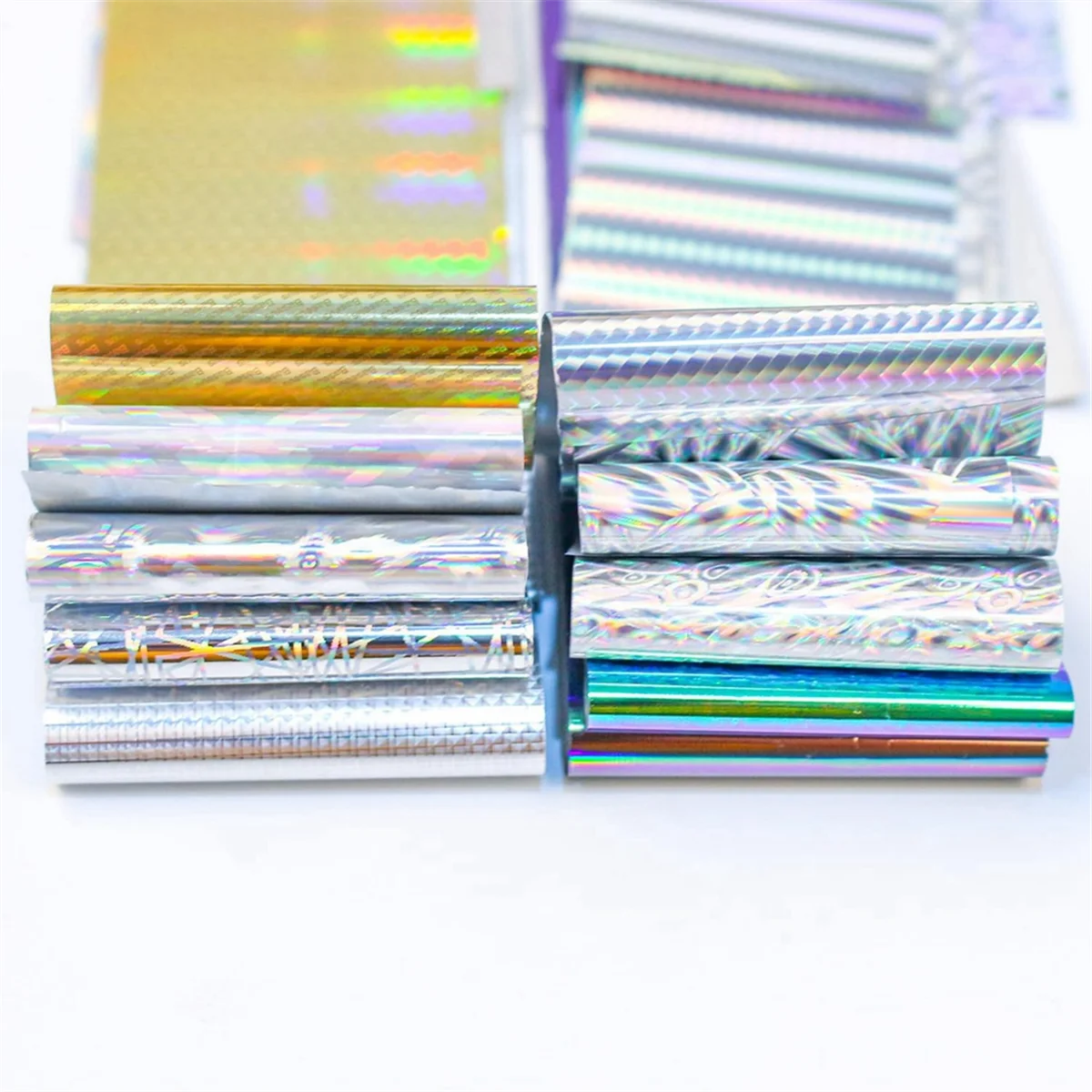 ABKB 10 لفات رقائق الأظافر ملصقات البولندية المعدنية اللون النجوم ورقة نقل احباط يلتف لاصق الشارات مسمار الفن زينة