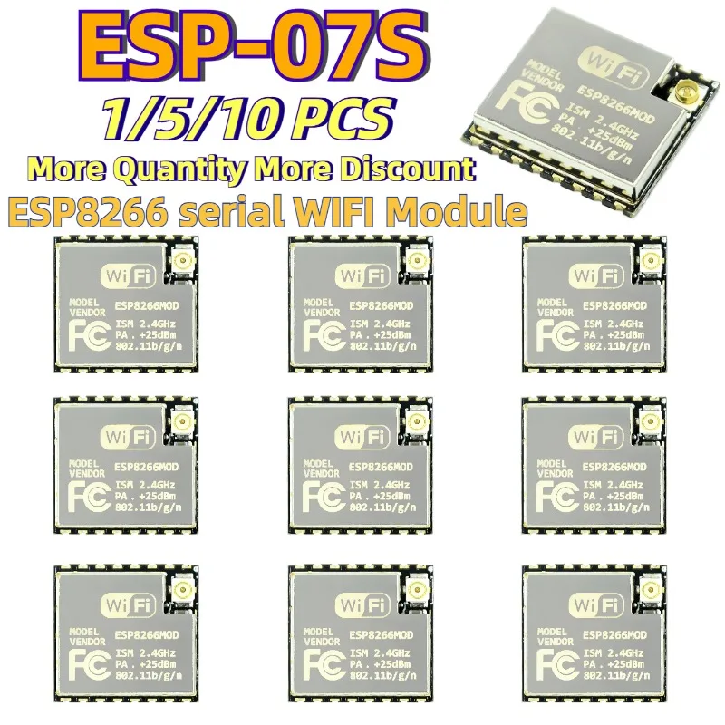 1-10PCS ESP-07S ESP8266 Serial WIFI Model Upgraded Version of ESP-07 Smart Electronics ESP8266 Series  ESP07S for Arduino