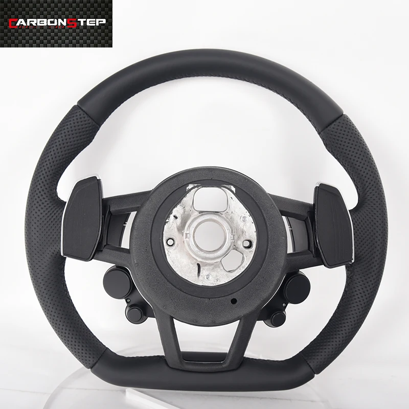 For Audi R8 TT TTS MK3 MK4 TT-R Sport Car Steering Wheel Black Leather Support Old To New