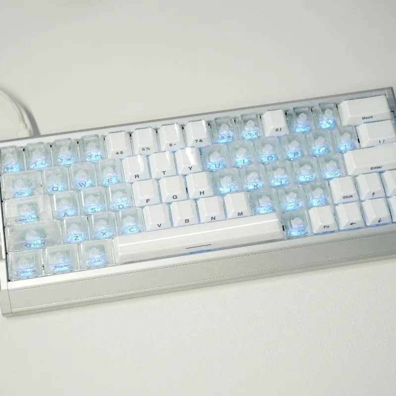 XVX Glacier Water Keycaps Set Carbon Fiber Ice Mist Transparent Side Engraved Original Mechanical Magnetic Switch KeyCaps