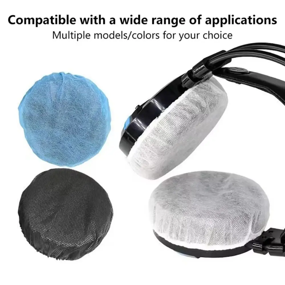 100 Peças/Saco Capas Descartáveis para Fones de Ouvido, Protetores de Microfone à Prova de Suor e Sujeira, Capas Protetoras de Microfone de Não-Tecido Altamente Elásticas