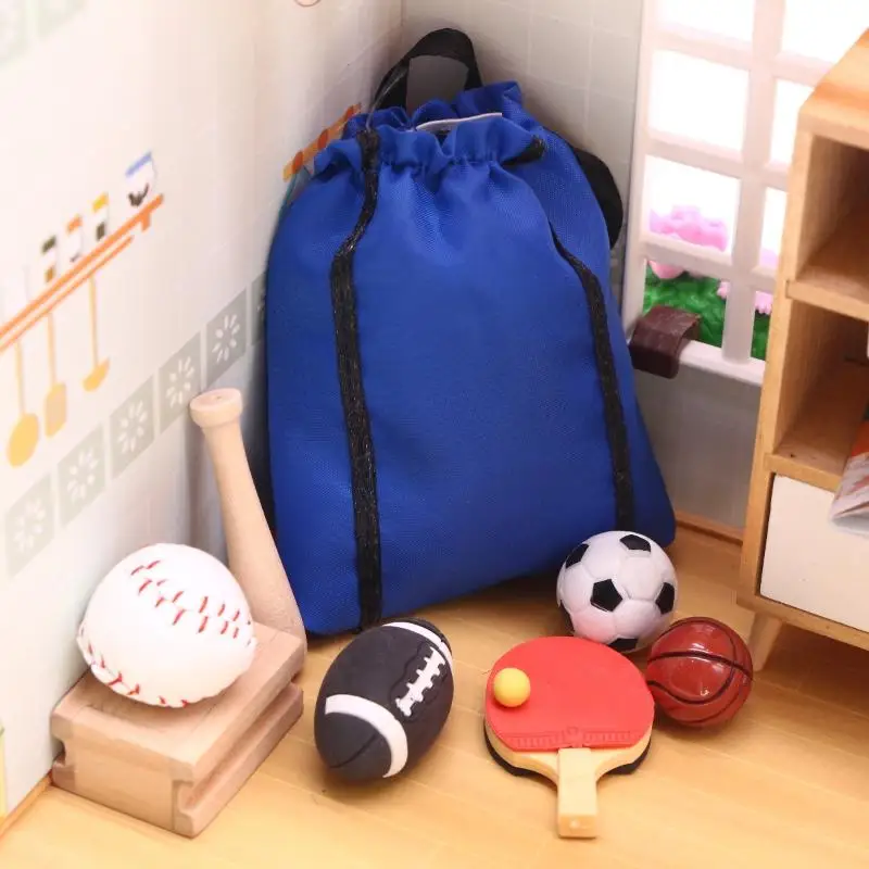 Juego de pelota en miniatura para casa de muñecas, equipo deportivo, Mini simulación de baloncesto, fútbol, Rugby, cuerda para saltar, escena deportiva, juguete de decoración, 1 Juego