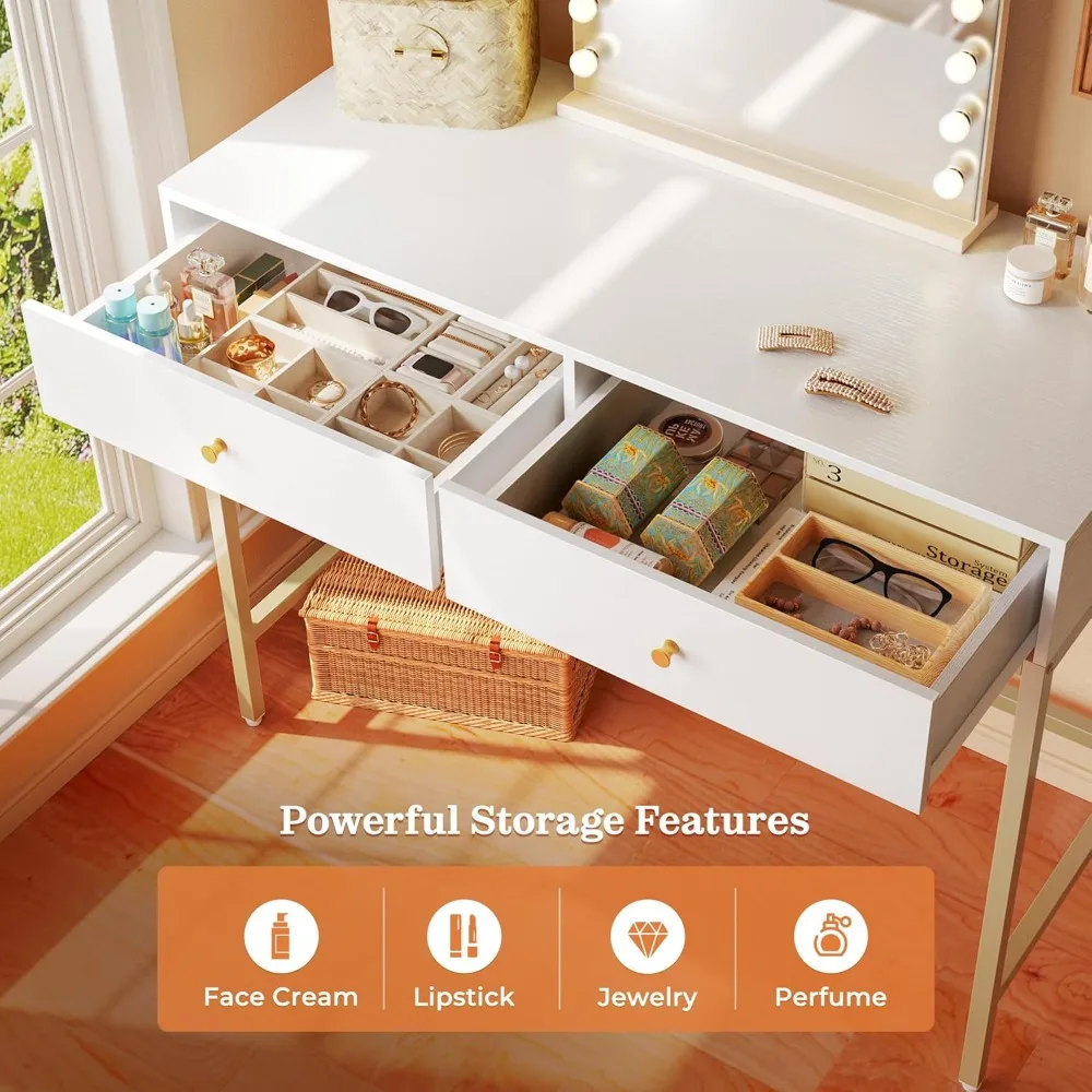 Uma penteadeira com gavetas, uma mesa de computador de 47 polegadas, mesa de escritório moderna e minimalista e no quarto