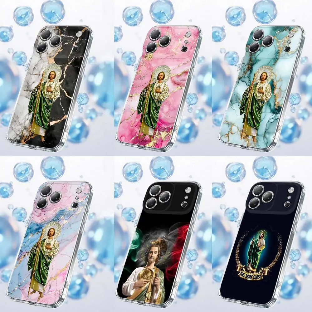 

Marble San Judas Tadeo Phone Case For iPhone 17,16,15,14,13,12,11,Plus,Pro,Max,Plus,E,Air,Mini Transparent Cover