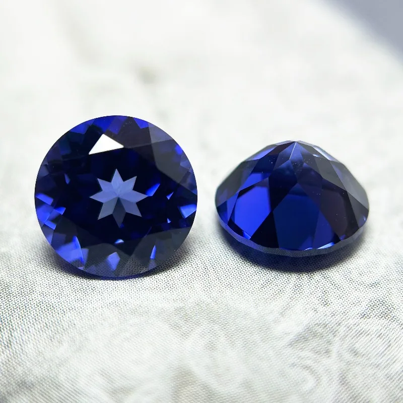 Laborgezüchteter Saphir, runder Schliff, königsblaue Farbe, DIY-Charms, Schmuckherstellung, Ring, Halskette, Ohrringe, Hauptmaterialien, Zertifikat – Detail 5