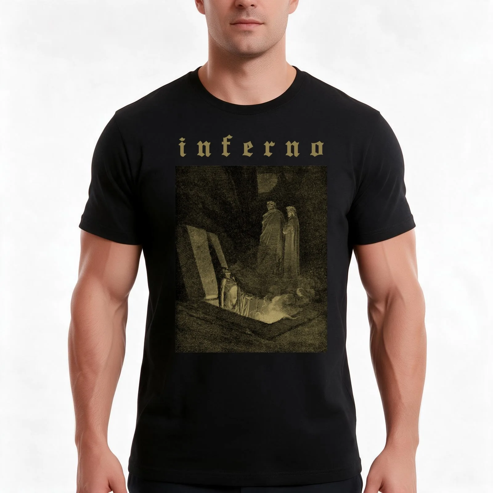 Inferno T-Shirt, Summer Casual Cotton Tee, Oversized Streetwear Tops, Vintage Graphic Print, Loose Fit Short Sleeve, 100% Cotton