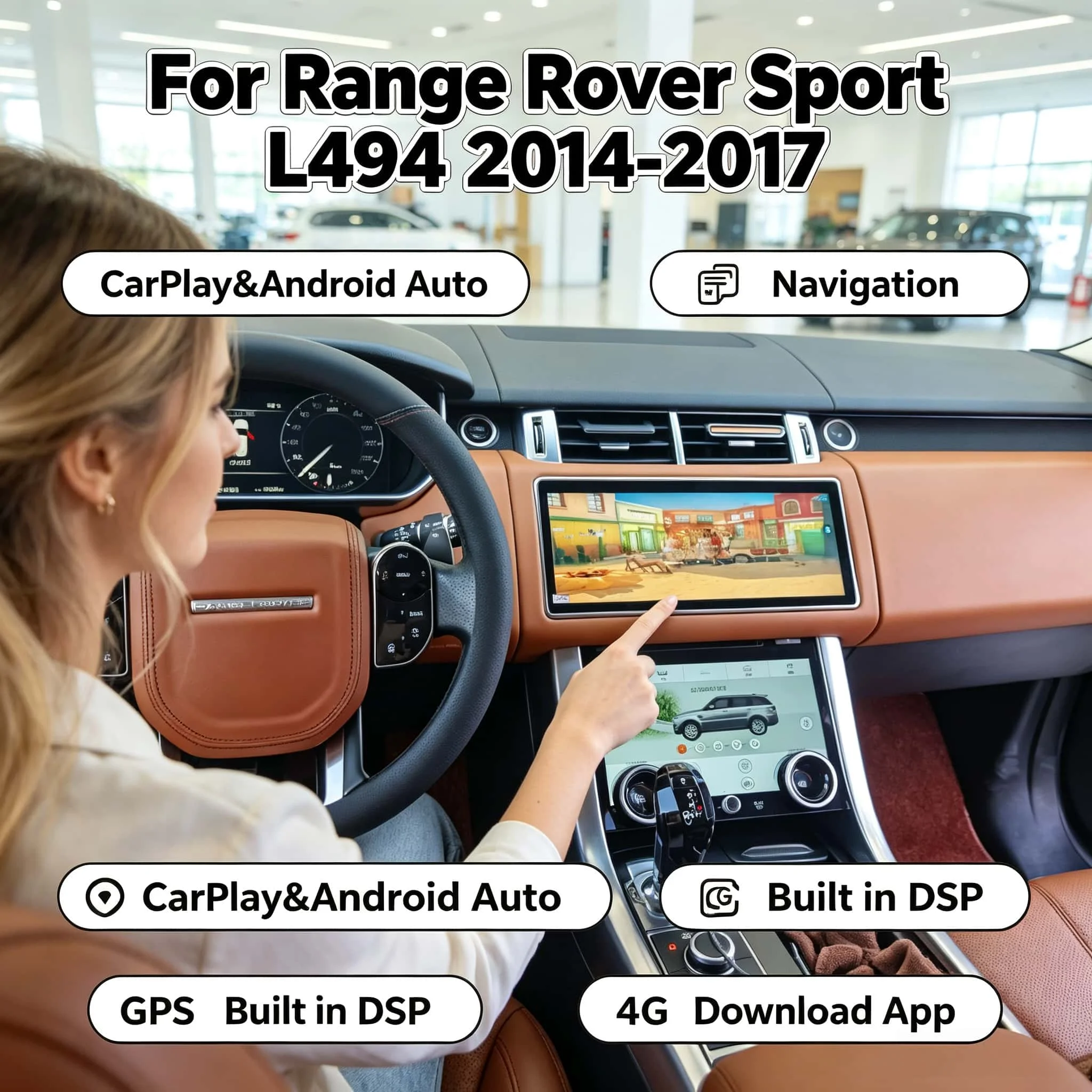 12.3 inch Android 14 Car Multimedia Radio For 2014-2017 Land Rover Vogue L405 GPS Wireless Carplay Bosch Harman System AC Panel