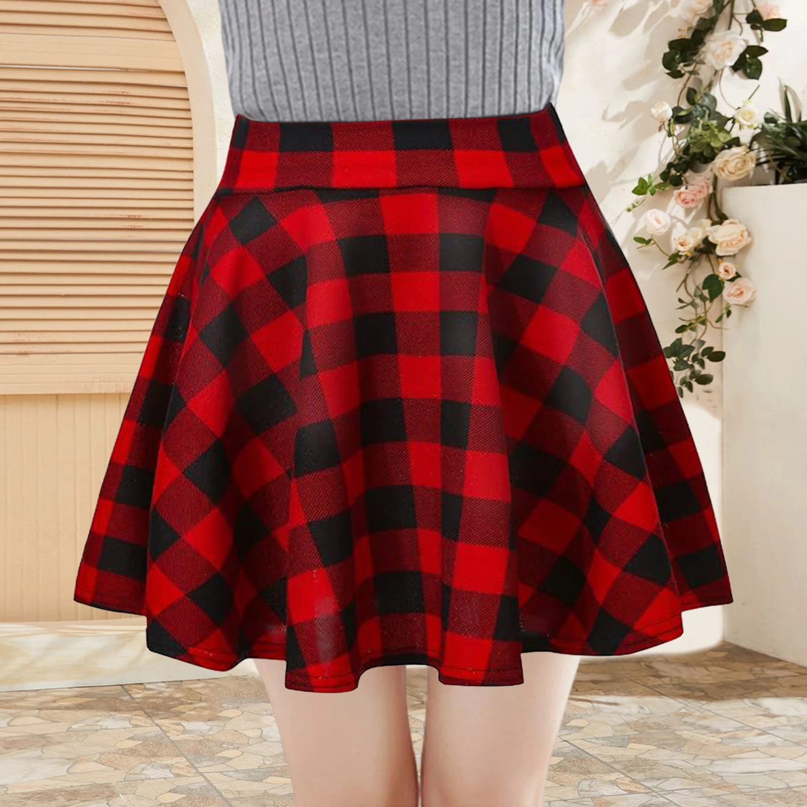 Stylish Women Mini Skirt Pockets Running Skirt High Waist Ruffle Women Mini Skirt  Daily Wear