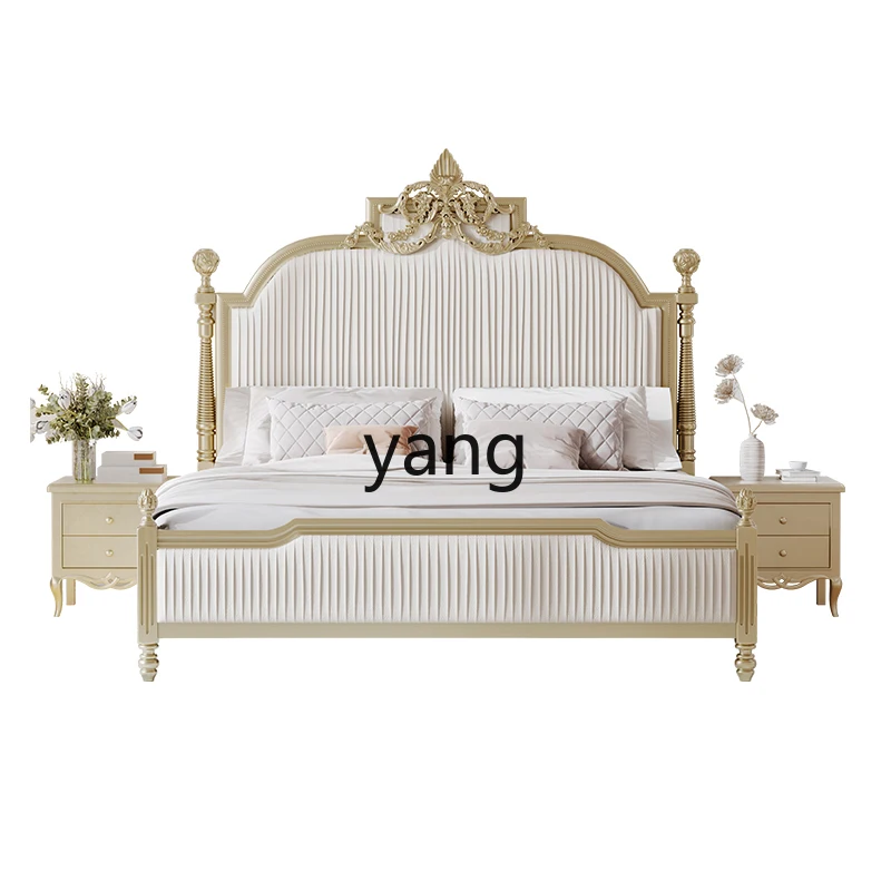 

L'm Solid Wood Modern Simple Master Bedroom Double High-end Princess Wedding Bed