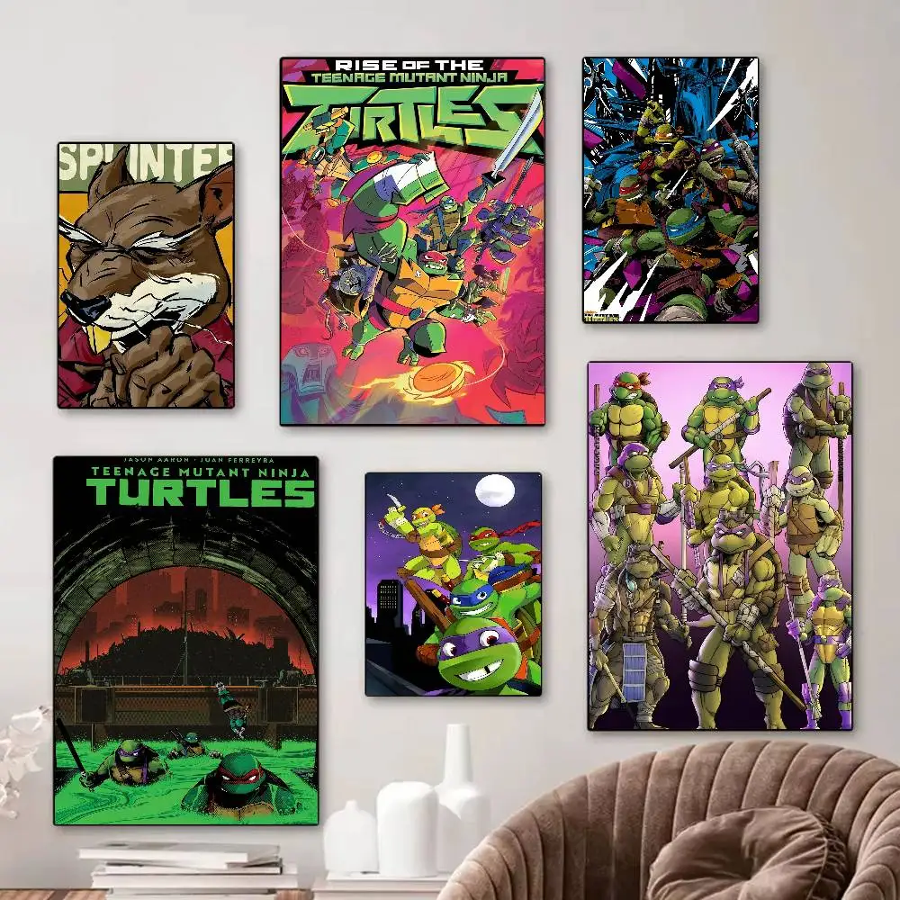 HD Teenage M-Mutant Ninja Turtles Painting Anime Posters Sticky Waterproof Paper Sticker Coffee House Bar Kawaii Room Decor