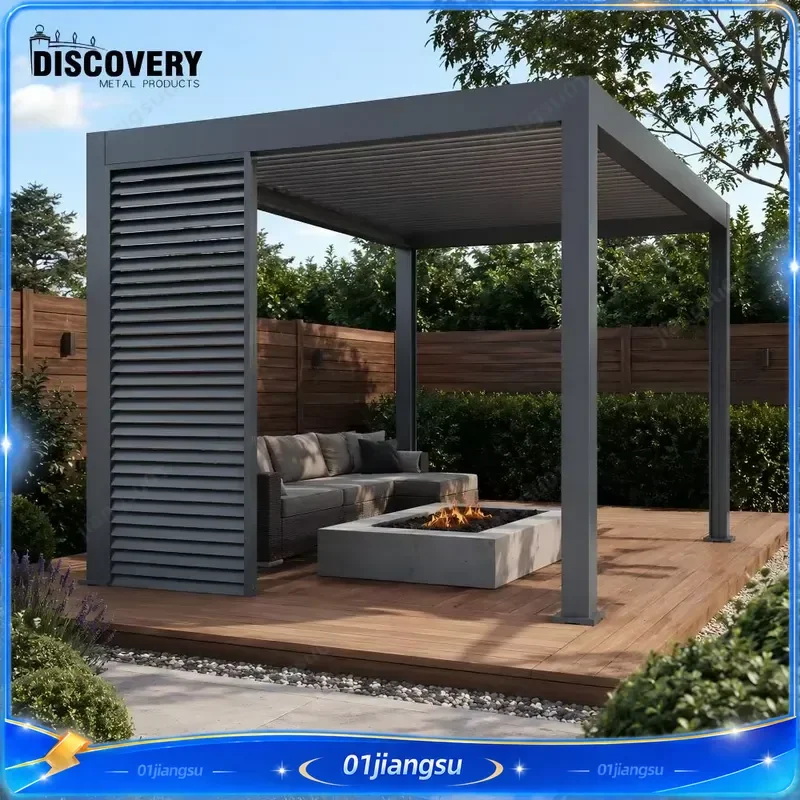 Aluminum Pergola Garden Outdoor Louvered Gazebo Pavilion Waterproof Sunshade Canopy Patio Terrace Roof Structure Modern