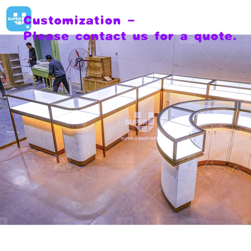 

Индивидуальный заказной светодиодный светильник для ювелирного магазина, круглая витрина для демонстрации ювелирных изделий, мебель для ювелирного салона, роскошная стеклянная витрина для украшений.