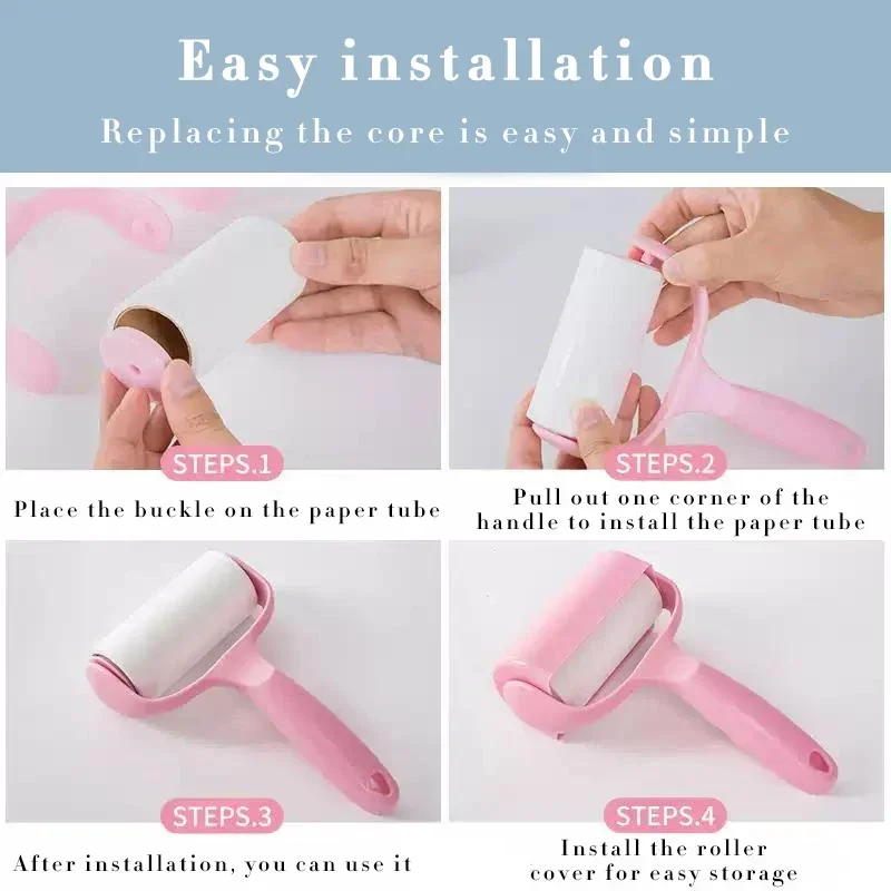 Tearable Roll Paper Sticky Roller Dust Wiper Pet Hair Clothes Carpet Tousle Remover Portable Replaceable Cleaning Brush Tool