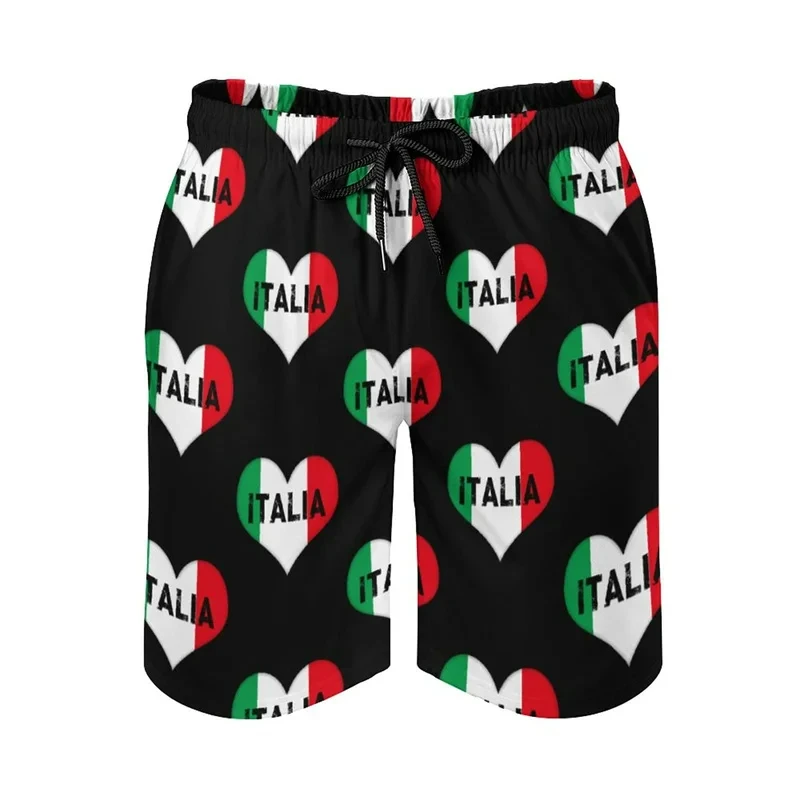 2024 Men\'s Casual Shorts Men\'s Italian Flag 3d Printed Italian Beach Shorts Street Sports Shorts Summer Novelty