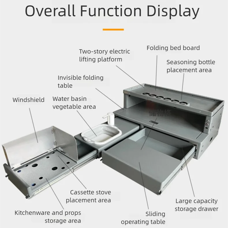 Full Aluminum Alloy Double Lift Bed SUV Self-Driving Camper & Camping Box Durable Camping Furniture