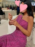 Customized High Quality Evening Dresses Elegant Vintage Sweet Sexy Pink Mermaid Beads Lace Formal Occasion Long Dress Sparkle 3