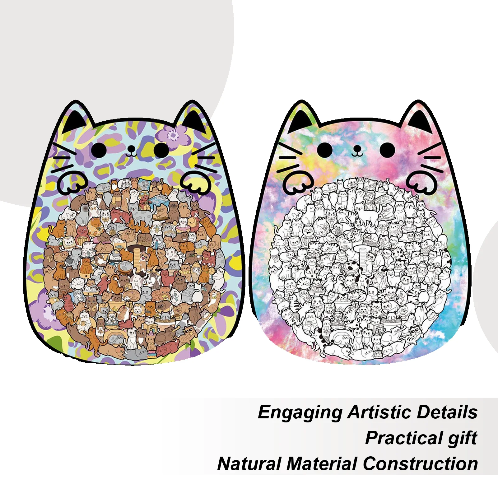 

Cat Wooden Jigsaw Puzzle 135 Piece Jigsaw Toy Animal Shape Interesting Cat Wooden Puzzle for Adults Kids Birthday Holiday