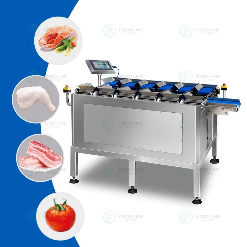 Chicken Pork Salmon Flat-Type 12 Head Linear Combination Belt Touch Screen OEM/ODM Customized Weigher Customized